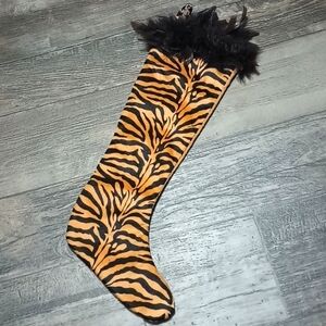 Boa Feathered Tiger Print Christmas Stocking